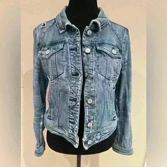 Anthropologie Pilcro Letterpress Crop Denim Classic Jean Jacket MP - Picture 2 of 7